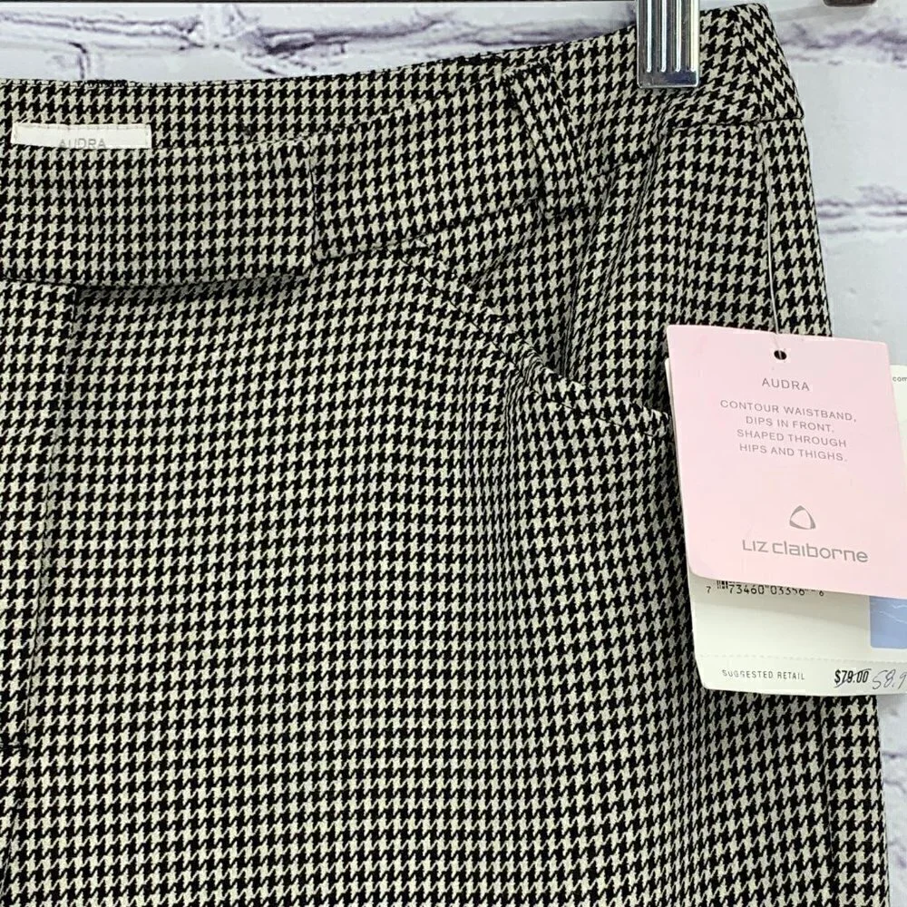 Liz Claiborne Audra Black/White Houndstooth Pants - Picture 3 of 7